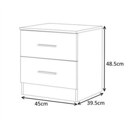 Reflect 2 Drawer Bedside - Grey Gloss & Matt White - Modern Nightstand For Bedroom Storage - H: 48.5Cm X W: 45Cm X D: 39.5Cm - thumbnail 6