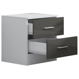 Reflect 2 Drawer Bedside - Grey Gloss & Matt White - Modern Nightstand For Bedroom Storage - H: 48.5Cm X W: 45Cm X D: 39.5Cm - thumbnail 5