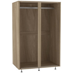 Urbn-Living Urbnliving 240Cm Height Oak Carcass With 2 Sliding Oak Doors Wardrobe Bedroom Storage Closet Hanging Rail Cupboard Unit - thumbnail 5