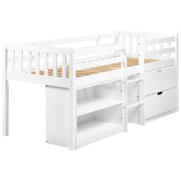 Beliani Mid Sleeper Bed Wood Susville 90 X 200 Cm (Eu Single) White - thumbnail 5