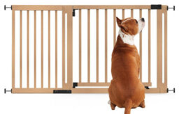 Bettacare Wooden Elegance Dog Gate, Natural, 145Cm - 153Cm, Pressure Fit Pet Gate, 73Cm Extra Wide Doorway, Easy Installation - thumbnail 1