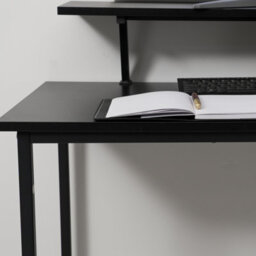 Abrihome L Computer Desk With Self Corner Desk Work Table Home Office Table, Black - thumbnail 3