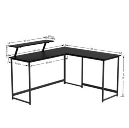 Abrihome L Computer Desk With Self Corner Desk Work Table Home Office Table, Black - thumbnail 5