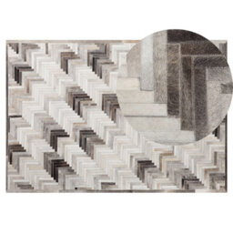 Beliani Rug Arsuz Grey 140 X 200 Cm Leather