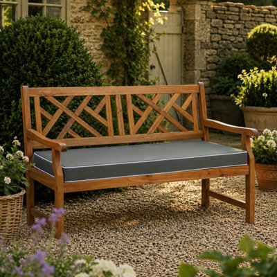 Alfresia 2 Seater Acacia Wood Garden Bench With Luxury Charcoal Garden Cushion - image 1