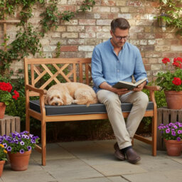 Alfresia 2 Seater Acacia Wood Garden Bench With Luxury Charcoal Garden Cushion - thumbnail 2