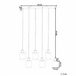 Wyld and Coco Aurora 6-Light Pendant Lamp - Amber Glass Shades, Modern Painted Iron Base, W77 X D25 X H120Cm - thumbnail 3