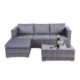 Outdoor Living (NW) Ltd Grey 4 Seat Rattan Corner Sofa With Coffee Table - thumbnail 3