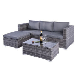 Outdoor Living (NW) Ltd Grey 4 Seat Rattan Corner Sofa With Coffee Table - thumbnail 2