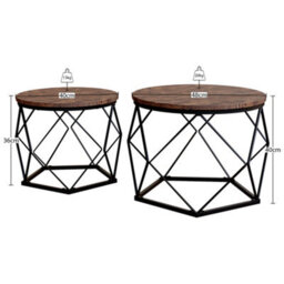 Lassic Vida Designs Brooklyn Nest Of 2 Geometric Tables, Dark Wood - thumbnail 8