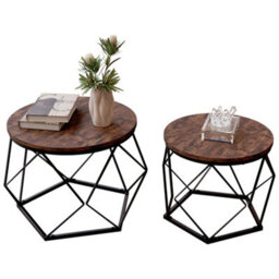 Lassic Vida Designs Brooklyn Nest Of 2 Geometric Tables, Dark Wood - thumbnail 9