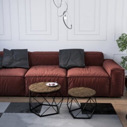 Lassic Vida Designs Brooklyn Nest Of 2 Geometric Tables, Dark Wood - thumbnail 2