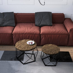 Lassic Vida Designs Brooklyn Nest Of 2 Geometric Tables, Dark Wood - thumbnail 3