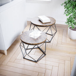 Lassic Vida Designs Brooklyn Nest Of 2 Geometric Tables, Dark Wood - thumbnail 6