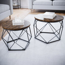 Lassic Vida Designs Brooklyn Nest Of 2 Geometric Tables, Dark Wood - thumbnail 4