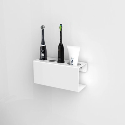Wall Mounted Toothbrush And Toothpaste Holder White 3 Slot Bathroom Organiser