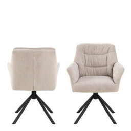 Furniture To Go Alonso Swivel Cream Dining Chair With Armrest Set Of 2 - thumbnail 2