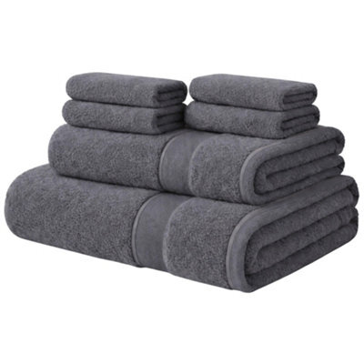 Aten Homeware Steel Grey Egyptian Cotton Bath Hand & Face Towels -  6 Piece Set - image 1