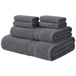 Aten Homeware Steel Grey Egyptian Cotton Bath Hand & Face Towels -  6 Piece Set