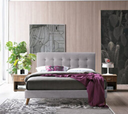Save On Goods UK 4Ft6 Double Light Grey Soft Touch, Button Back Fabric Upholstered Bed Frame Bedstead