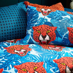 Furn. Untamed Cheetah Botanical Reversible Duvet Cover Set, Super King, Blue - thumbnail 4