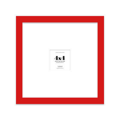 "4X4"" Red Picture Frame - 4X4"" Square Frame With 1X1"" Mount For 4X4""/1X1"" Pictures Classic Style Photo Display, 1 Pack" - image 1
