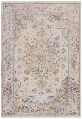 Traditional Persian Bordered Abstract Floral Easy To Clean Rug For Dining Room-120Cm X 170Cm - image 1