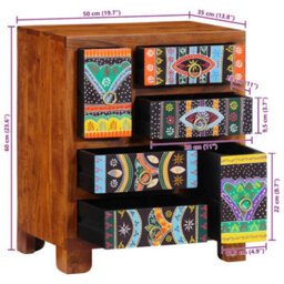 Vidaxl Sideboard Multicolour 50X35X60 Solid Wood Acacia - thumbnail 3