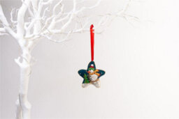 Handmade Felt Snowman Skiing Star Christmas Tree Hanging Decoration - 8 Cm - thumbnail 2