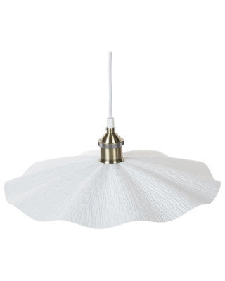 Wyld and Coco Lumacraft Wavy Metal Pendant Lamp White With Brass Accents, Modern Industrial Ceiling Light - W40 X H127 Cm - image 1