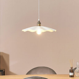 Wyld and Coco Lumacraft Wavy Metal Pendant Lamp White With Brass Accents, Modern Industrial Ceiling Light - W40 X H127 Cm - thumbnail 2
