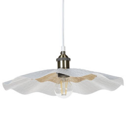 Wyld and Coco Lumacraft Wavy Metal Pendant Lamp White With Brass Accents, Modern Industrial Ceiling Light - W40 X H127 Cm - thumbnail 4
