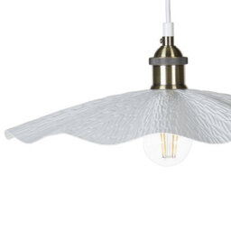 Wyld and Coco Lumacraft Wavy Metal Pendant Lamp White With Brass Accents, Modern Industrial Ceiling Light - W40 X H127 Cm - thumbnail 5