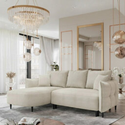 Sycylia Modern Corner Sofa Bed With Sleeping Function Pine Wood Frame Chipboard Structure 244X165Cm Beige Left - thumbnail 1