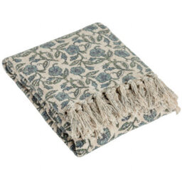 Paoletti Delphine Printed Cotton Throw, Blue, 130 X 170Cm