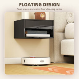 Homcom Floating Nightstands Set Of 2, Bedside Table W/ Drawer And Open Shelf - thumbnail 5
