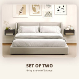 Homcom Floating Nightstands Set Of 2, Bedside Table W/ Drawer And Open Shelf - thumbnail 4