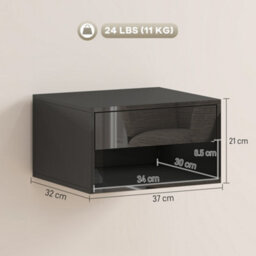 Homcom Floating Nightstands Set Of 2, Bedside Table W/ Drawer And Open Shelf - thumbnail 3