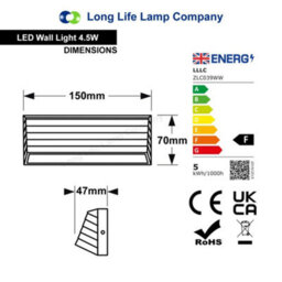 Long Life Lamps Company Modern Led Wall Light Down Or Up Path Brick Surface Mount Light Matt Black In Warm White Zlc039Ww - thumbnail 2