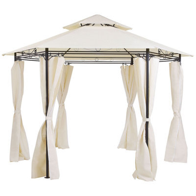 Beliani Gazebo Portel Metal 350 Cm 350 Cm Beige - image 1