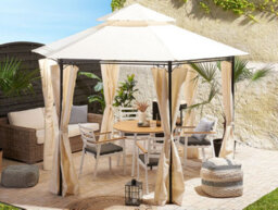 Beliani Gazebo Portel Metal 350 Cm 350 Cm Beige - thumbnail 2