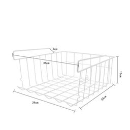 Pack Of 2 Hanging Under Shelf Storage Racks Stackable White Metal Wire Organisers For Kitchen Cabinets, Pantries, Desks - thumbnail 2