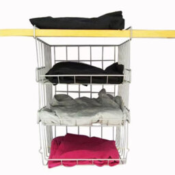Pack Of 2 Hanging Under Shelf Storage Racks Stackable White Metal Wire Organisers For Kitchen Cabinets, Pantries, Desks - thumbnail 6
