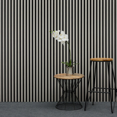 Wbm Cre8 Acoustic Decorative Timber Slat Wall Panel - Light Oak Grey - 2400mm X 600mm - image 1