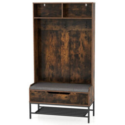 170Cm Tall Hall Tree 4 In 1 Coat Rack Freestanding Entryway Bench - thumbnail 6