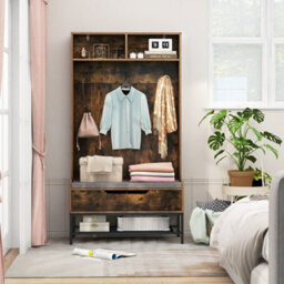 170Cm Tall Hall Tree 4 In 1 Coat Rack Freestanding Entryway Bench - thumbnail 5