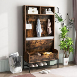 170Cm Tall Hall Tree 4 In 1 Coat Rack Freestanding Entryway Bench - thumbnail 1
