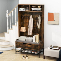 170Cm Tall Hall Tree 4 In 1 Coat Rack Freestanding Entryway Bench - thumbnail 4