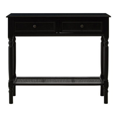 Orsina Black Console Table For Hallway, Pine Wood Table For Home Décor, Wood Table With 2 Drawers For Office - image 1