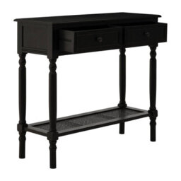 Orsina Black Console Table For Hallway, Pine Wood Table For Home Décor, Wood Table With 2 Drawers For Office - thumbnail 5